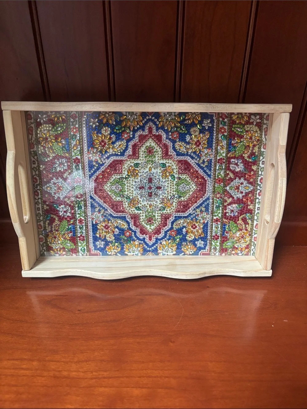 Decorative Multicolor Serving Tray with Intricate Pattern